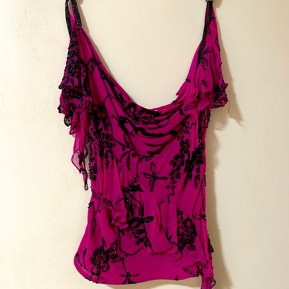 Vintage chiffon hand beaded blouse